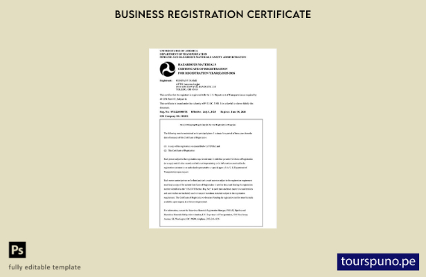 listo para imprimir certificado de registro de EE. UU. Plantilla de Word y PDF 1